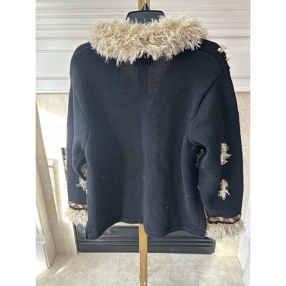Storybook Kruts Wildlife Expressions Sweater Women’s 1X Black Brown Fringe Jacke - Picture 3 of 10